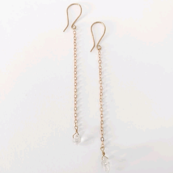 Herkimer Diamond Dangle Earrings - Handcrafted Crystal Gemstone Jewelry - Picture 1 of 4